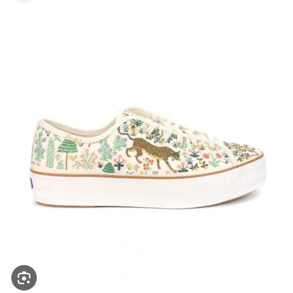 Keds x Rifle Paper Co Triple Kick Menagerie Embroidered Cream Sneakers